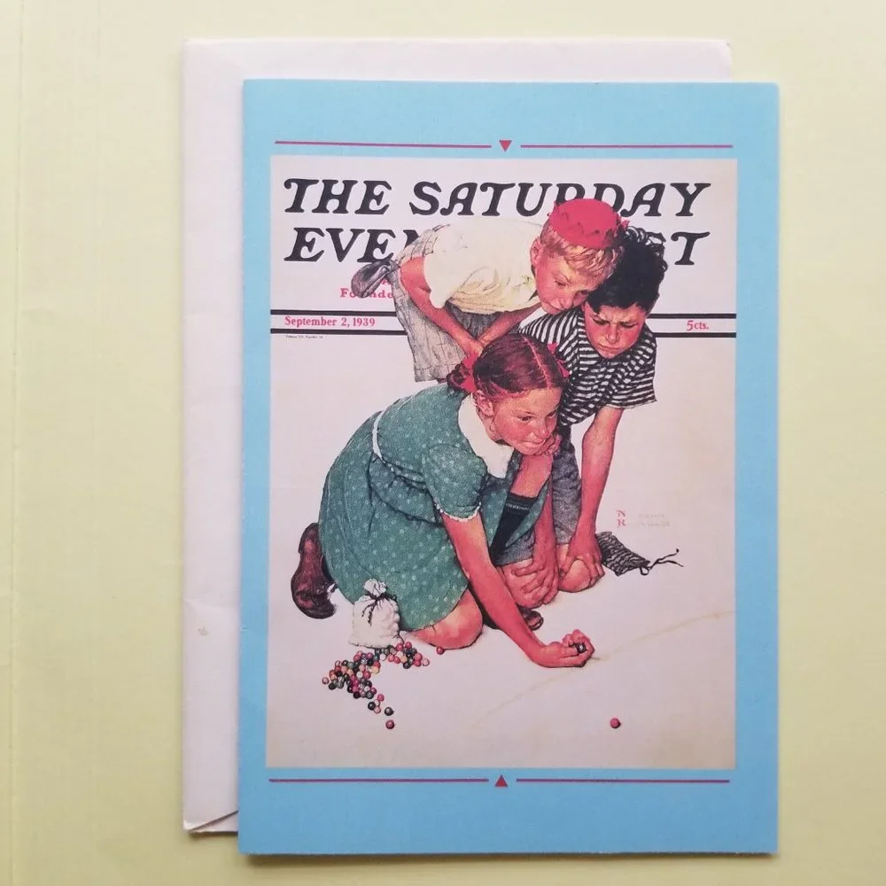 2 Norman Rockwell Greeting Cards with envelopes